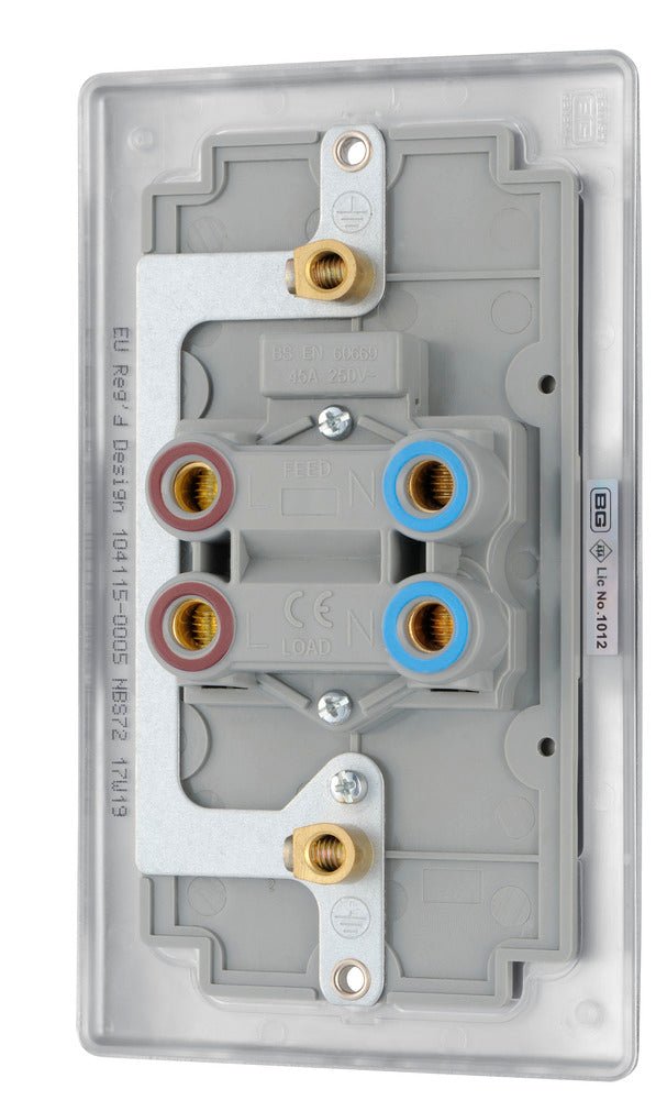 BG NBS72 Nexus Metal Brushed Steel 45A Rectangular Cooker Control Unit, With Power Indicator - BG - Falcon Electrical UK