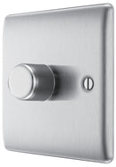 BG NBS81 Nexus Metal Brushed Steel 400W Intelligent Single Dimmer Switch, 2-Way Push On-Off - BG - Falcon Electrical UK