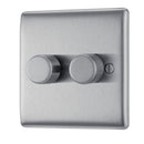 BG NBS82 Nexus Metal Brushed Steel Intelligent 400W Double Dimmer Switch, 2-Way Push On-Off - BG - Falcon Electrical UK