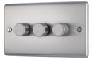 BG NBS83 Nexus Metal Brushed Steel Intelligent 400W Double Dimmer Switch, 2-Way Push On-Off - BG - Falcon Electrical UK