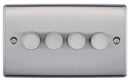 BG NBS84 Nexus Metal Brushed Steel Intelligent 400W Quadruple Dimmer Switch, 2-Way Push On-Off - BG - Falcon Electrical UK