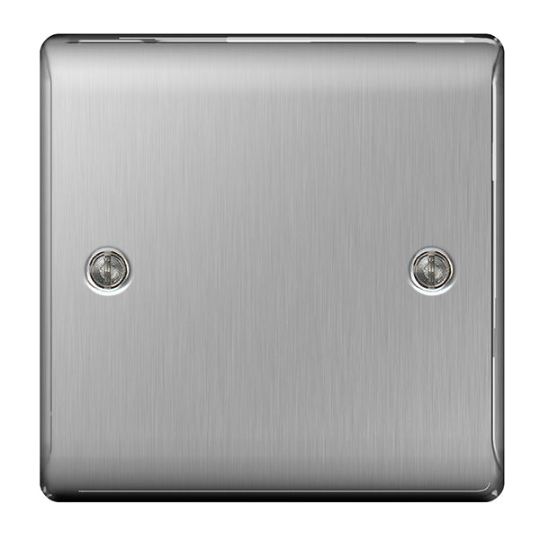 BG NBS94 Single Blank Plate in Brushed Steel Finish - BG - Falcon Electrical UK