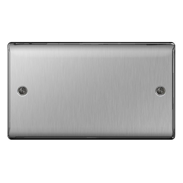 BG NBS95 Double Blank Plate in Brushed Steel Finish - BG - Falcon Electrical UK