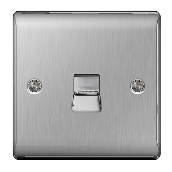 BG NBSBTM1 Nexus Metal Brushed Steel 1 Gang Master Telephone Socket - BG - Falcon Electrical UK