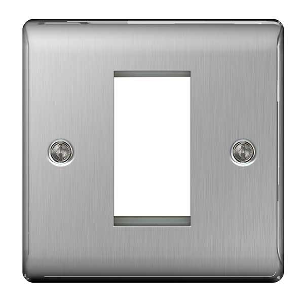 BG NBSEMS1 Nexus Metal Brushed Steel Single Square Front Plate - BG - Falcon Electrical UK