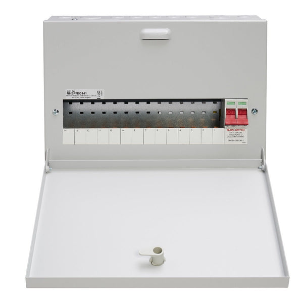 Wylex NHSPN00141 14-Way 125A Surface 1P+N Distribution Board c-w Switch Disconnector - Wylex - Falcon Electrical UK