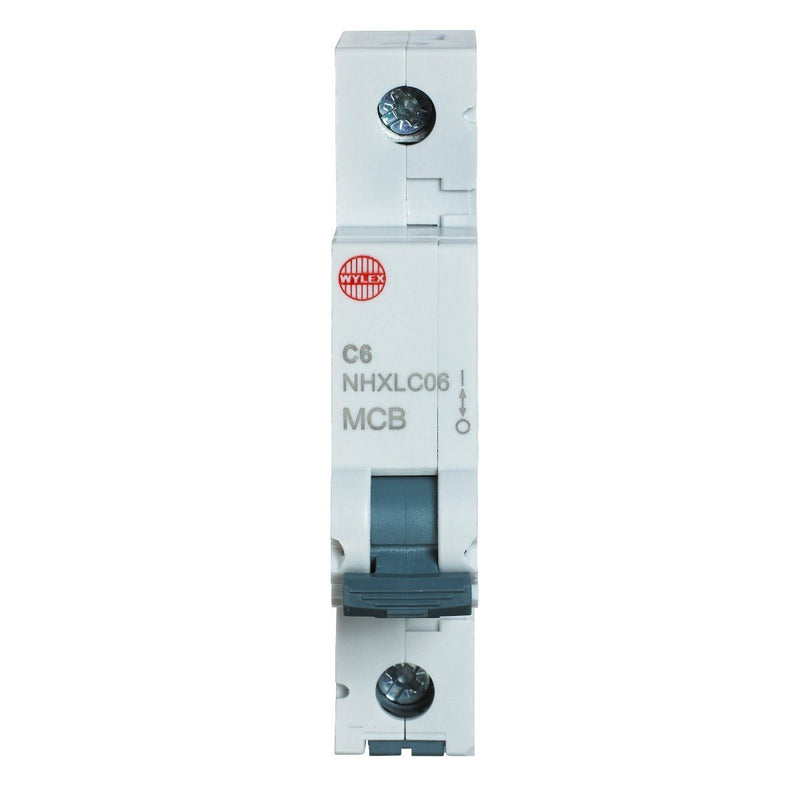 Wylex NHXLC06 6A, 6kA, Single Pole Type C MCB - Wylex - Falcon Electrical UK