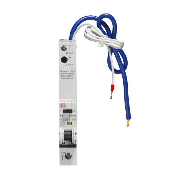 Wylex NHXSBS1B06 6A 30mA Single Pole + Neutral B Curve 6kA Type A RCBO - Wylex - Falcon Electrical UK