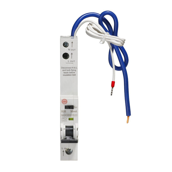 Wylex NHXSBS1B20 20A 30mA Single Pole + Neutral B Curve 6kA Type A RCBO - Wylex - Falcon Electrical UK