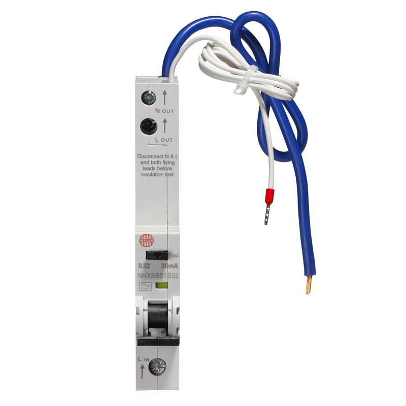 Wylex NHXSBS1B32 32A 30mA Single Pole + Neutral B Curve 6kA Type A RCBO - Wylex - Falcon Electrical UK