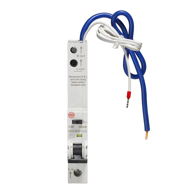 40A, 30mA 1P + Neutral C Curve 6kA Type A RCBO - Wylex NHXSBS1C40 - Wylex - Falcon Electrical UK