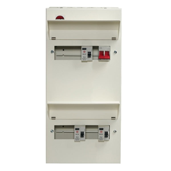 Wylex NMDRS12HI 12 Way Duplex High Integrity Consumer Unit 100A Main Switch, 80A 30mA RCDs x3, Flexible Configuration - Wylex - Falcon Electrical UK