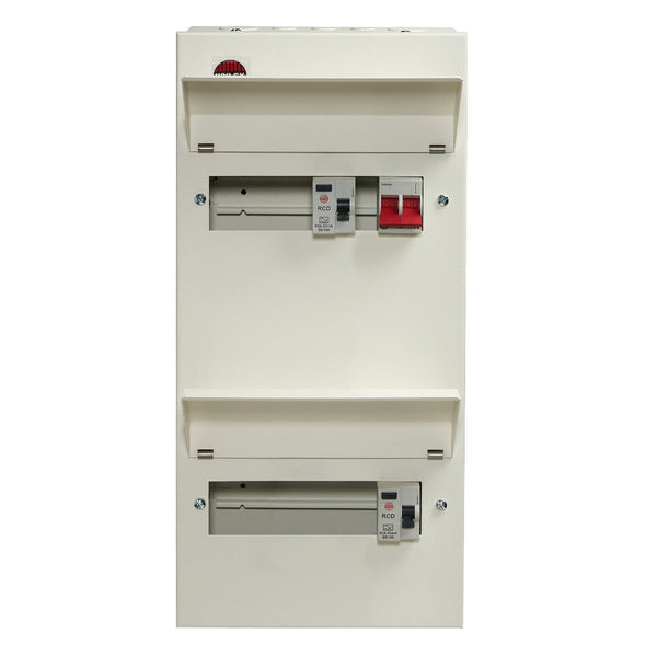 Wylex NMDRS14SSLHIA 14 Way Duplex High Integrity Consumer Unit 100A Main Switch, 80A 30mA RCDs x2, Flexible Configuration - Wylex - Falcon Electrical UK