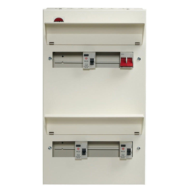 Wylex NMDRS18HI 18 Way Duplex High Integrity Consumer Unit 100A Main Switch, 80A 30mA RCDs x3, Flexible Configuration - Wylex - Falcon Electrical UK