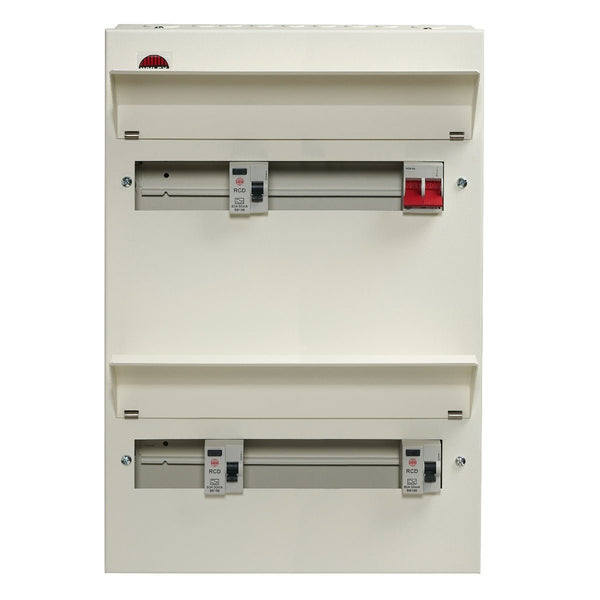 Wylex NMDRS24HIA 24 Way Duplex High Integrity Consumer Unit 100A Main Switch, 80A 30mA RCDs x3, Flexible Configuration - Wylex - Falcon Electrical UK