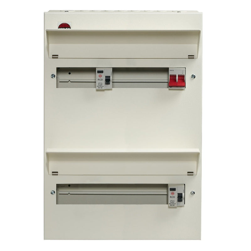 Wylex NMDRS26SSLHIA 26 Way Duplex High Integrity Consumer Unit 100A Main Switch, 80A 30mA RCDs x2, Flexible Configuration - Wylex - Falcon Electrical UK