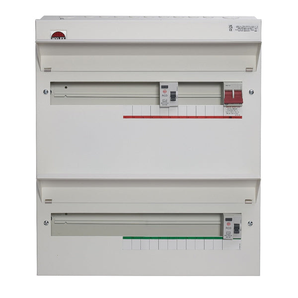 Wylex NMDRS36SSLHIA 36 Way Duplex High Integrity Consumer Unit 100A Main Switch, 80A 30mA RCDs x2, Flexible Configuration