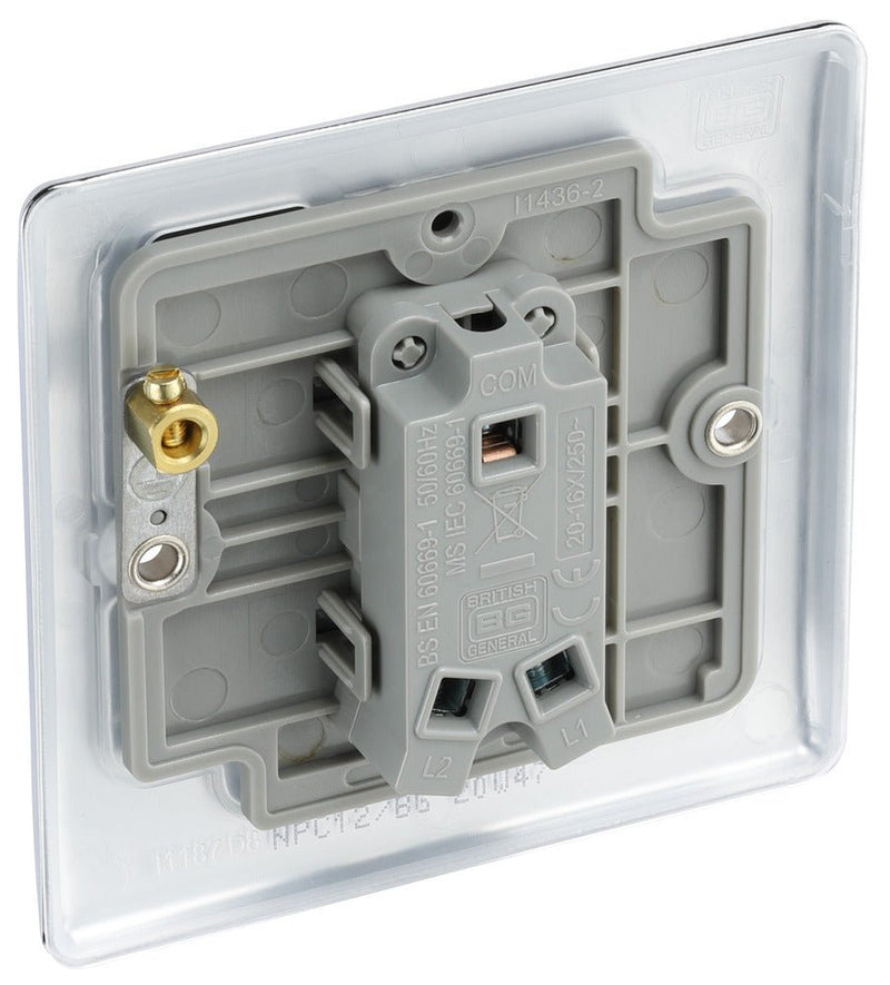 BG NPC12 Nexus Metal Polished Chrome Single Switch, 10A x 2 Way - BG - Falcon Electrical UK