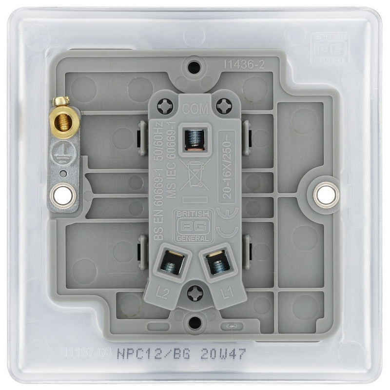 BG NPC12 Nexus Metal Polished Chrome Single Switch, 10A x 2 Way - BG - Falcon Electrical UK
