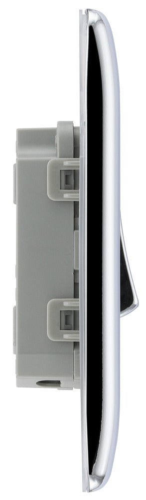 BG NPC12 Nexus Metal Polished Chrome Single Switch, 10A x 2 Way - BG - Falcon Electrical UK