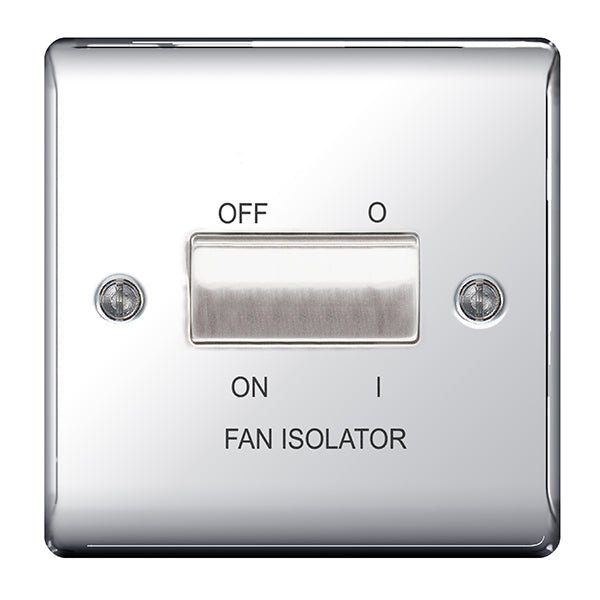 BG NPC15 Nexus Metal Polished Chrome Triple Pole Fan Isolator Switch, 10A - BG - Falcon Electrical UK