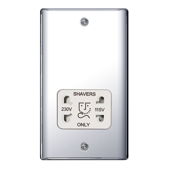 BG NPC20W Nexus Metal Polished Chrome Dual Voltage Shaver Socket - BG - Falcon Electrical UK