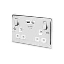BG NPC22U3W Nexus Metal Polished Chrome 2x Swi. 13A Power Skt w- Usb Charging - 2X Usb Skts (3.1A) - BG - Falcon Electrical UK