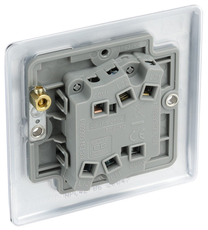 BG NPC42 Nexus Metal Polished Chrome Double Switch, 10Ax 2 Way - BG - Falcon Electrical UK