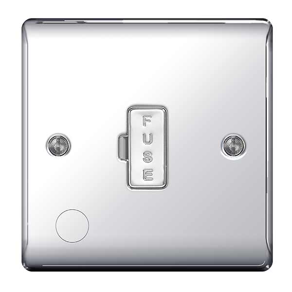 BG NPC55 Nexus Metal Polished Chrome Unswi. 13A Fused Conn. Unit w- Cable Outlet - BG - Falcon Electrical UK