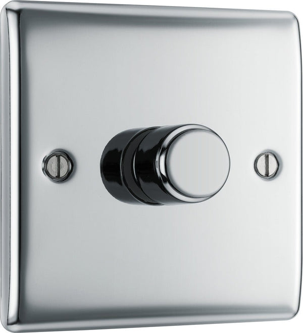 BG NPC81 Nexus Metal Polished Chrome 400W Intelligent Single Dimmer Switch, 2-Way Push On-Off - BG - Falcon Electrical UK