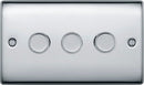 BG NPC83 Nexus Metal Polished Chrome Intelligent 400W Triple Dimmer Switch, 2-Way Push On-Off - BG - Falcon Electrical UK