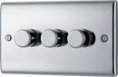 BG NPC83 Nexus Metal Polished Chrome Intelligent 400W Triple Dimmer Switch, 2-Way Push On-Off - BG - Falcon Electrical UK