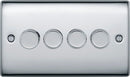 BG NPC84 Nexus Metal Polished Chrome Intelligent 400W Quadruple Dimmer Switch, 2-Way Push On-Off - BG - Falcon Electrical UK