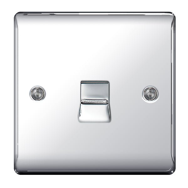 BG NPCBTS1 Nexus Metal Polished Chrome 1 Gang Slave Telephone Socket - BG - Falcon Electrical UK