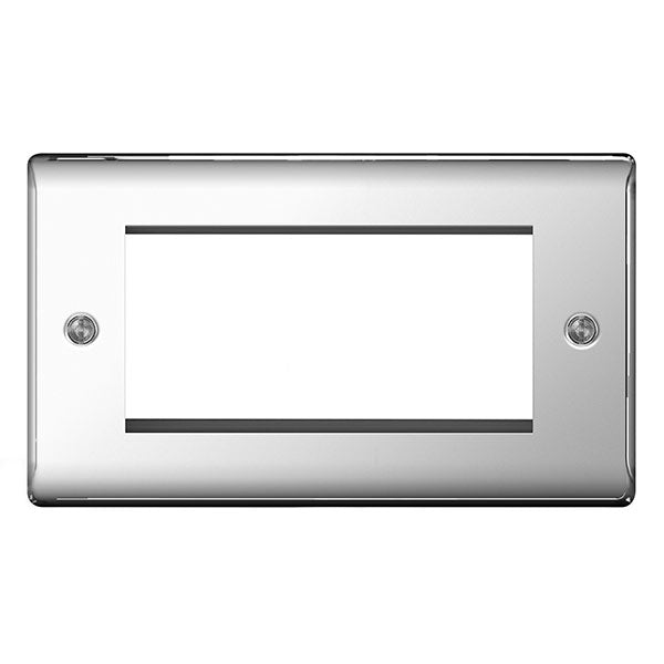 BG NPCEMR4 Nexus Metal Polished Chrome Quadruple Rectangular Front Plate - BG - Falcon Electrical UK