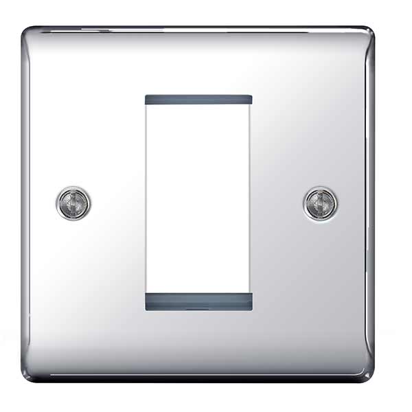 BG NPCEMS1 Nexus Metal Polished Chrome Single Square Front Plate - BG - Falcon Electrical UK