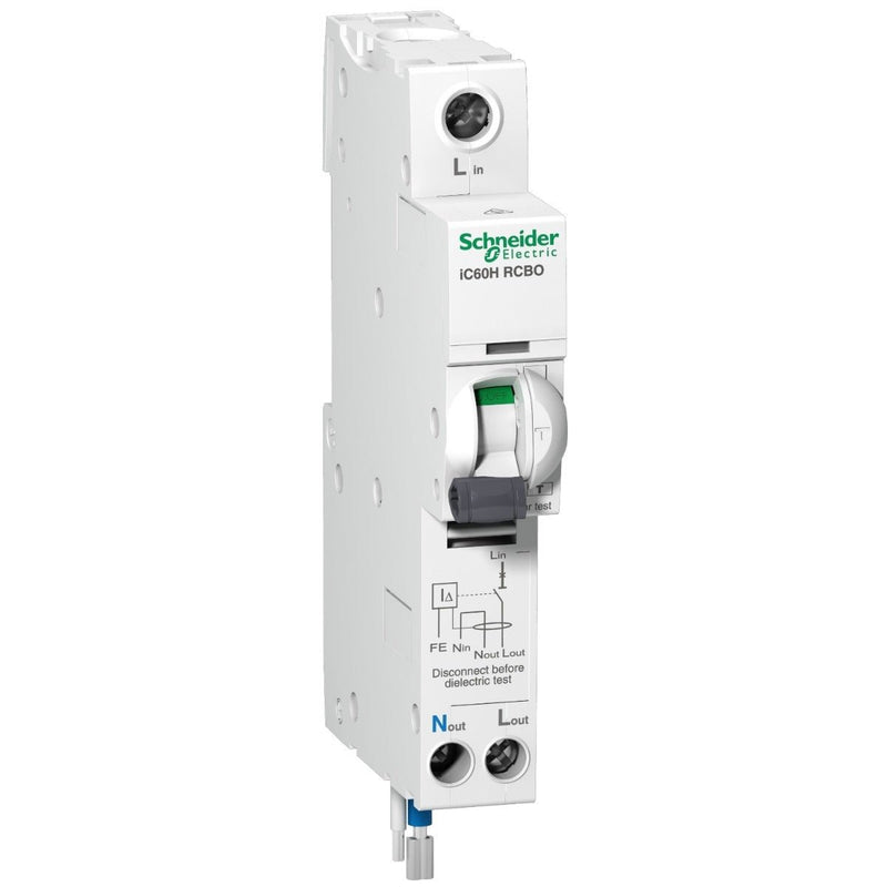 Schneider Electric A9D11806 iC60H 6A 1P + N, C-curve 30mA RCBO - Schneider Electric - Falcon Electrical UK