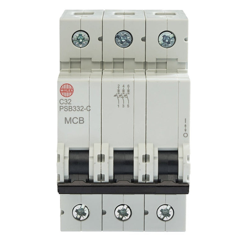 Wylex Legacy PSB332-C 32A, C-Type Triple Pole MCB - Wylex - Falcon Electrical UK