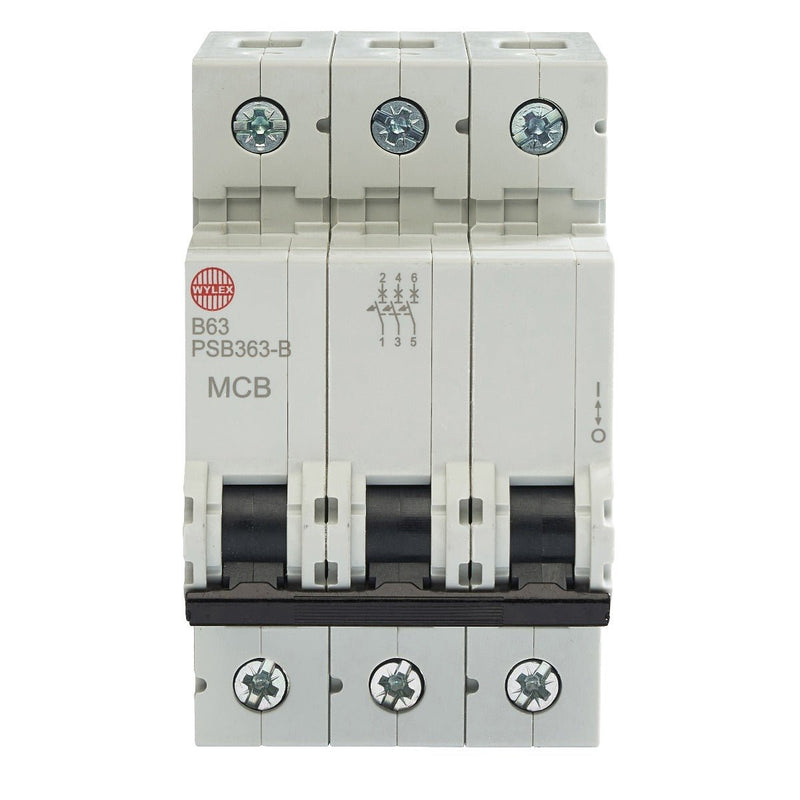 Wylex Legacy PSB363-B 63A, B-Type Triple Pole MCB - Wylex - Falcon Electrical UK