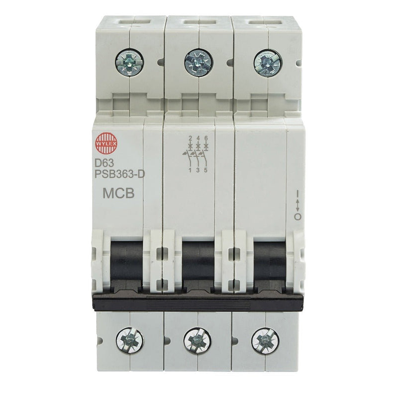 Wylex Legacy PSB363-D 63A, D-Type Triple Pole MCB - Wylex - Falcon Electrical UK