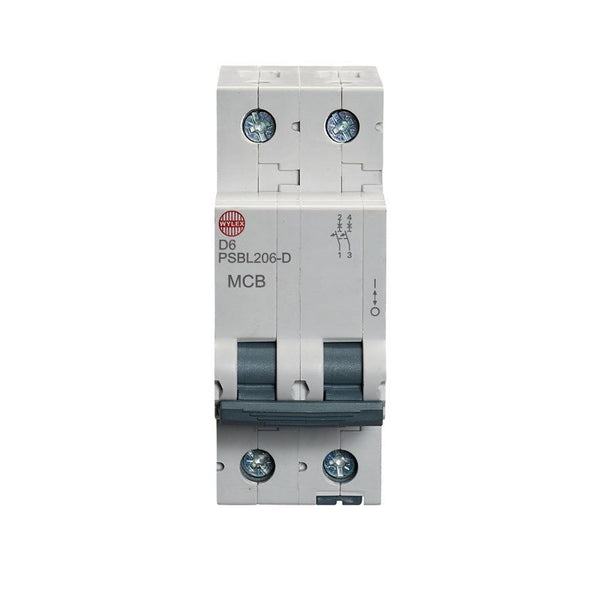 Wylex PSBL206-D 6A, D-Type Double Pole MCB - Wylex - Falcon Electrical UK