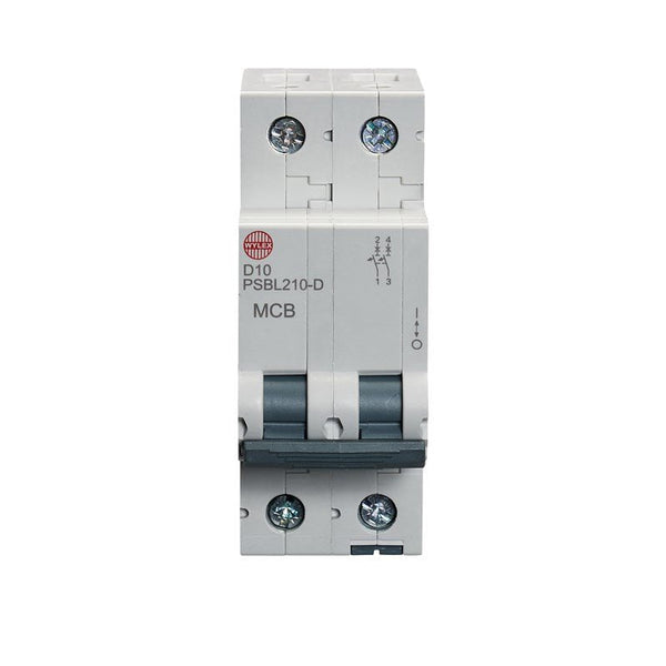 Wylex PSBL210-D 10A, D-Type Double Pole MCB - Wylex - Falcon Electrical UK