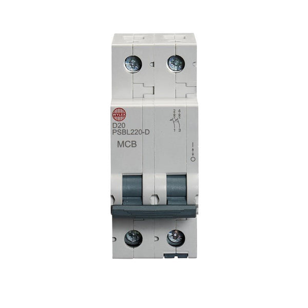 Wylex PSBL220-D 20A, D-Type Double Pole MCB - Wylex - Falcon Electrical UK