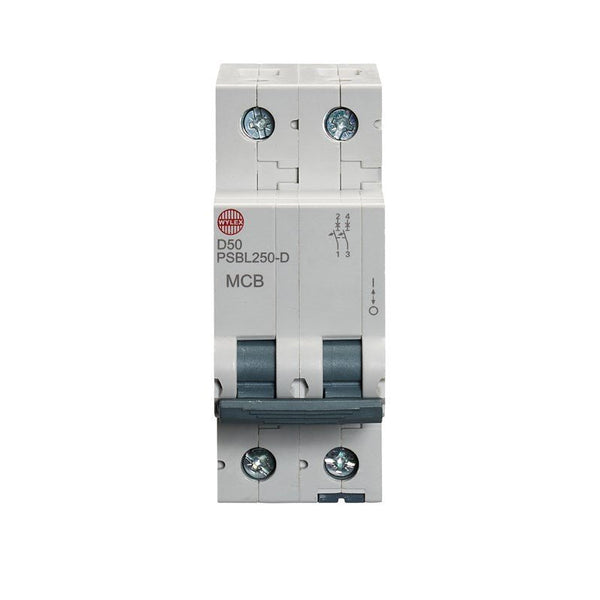 Wylex PSBL250-D 50A, D-Type Double Pole MCB - Wylex - Falcon Electrical UK