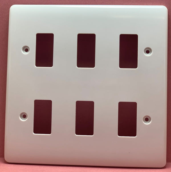 Quadrant Curveline Curveline Grid 6 Gang Front Plate, White - QC-G6 - Quadrant - Falcon Electrical UK