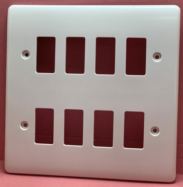 Quadrant Curveline Curveline Grid 8 Gang Front Plate, White - QC-G8 - Quadrant - Falcon Electrical UK