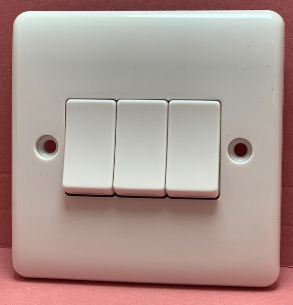 Quadrant Curveline Triple Light Switch 2 way 10A - QC306 - Quadrant - Falcon Electrical UK