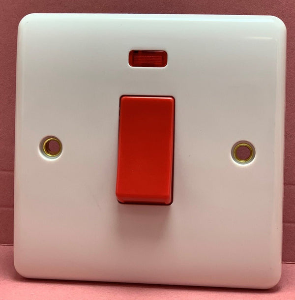 Quadrant Curveline 45A Switch Single Box Size with Neon - QC327 - Quadrant - Falcon Electrical UK