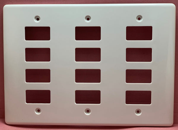 Quadrant Curveline Curveline Grid 12 Gang Front Plate, White - QC-G12 - Quadrant - Falcon Electrical UK