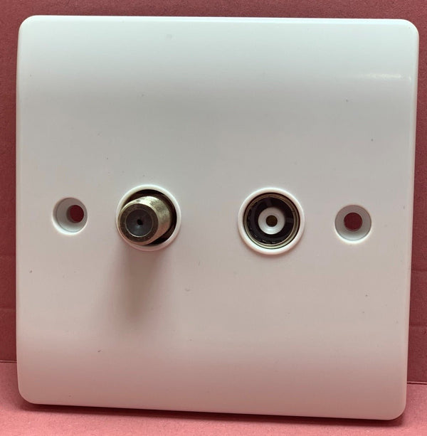 Quadrant QCTV+SAT 2-Gang; COAX + F-Type Satellite Socket Outlet - Quadrant - Falcon Electrical UK